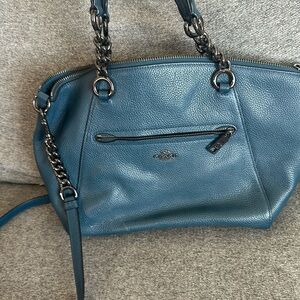 Blush green metal coach bag